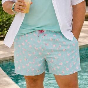 Chubbies Flamingo Swim Shorts 2XL Blue Pink Lined Drawstring Pockets